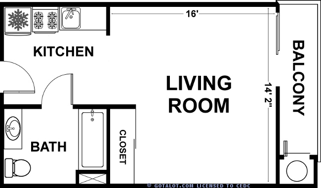 Santa Paulan Apartment Studio Floor Plan